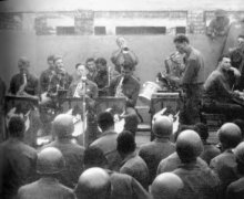 The Wolf Pack Army Band. Dave and his Army colleagues, playing for 'The Troops' in Europe during WWII,1945.

